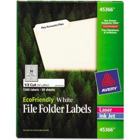 AVERY Avery® EcoFriendly Labels, 2/3 x 3-7/16, White, 1500/Pack 45366